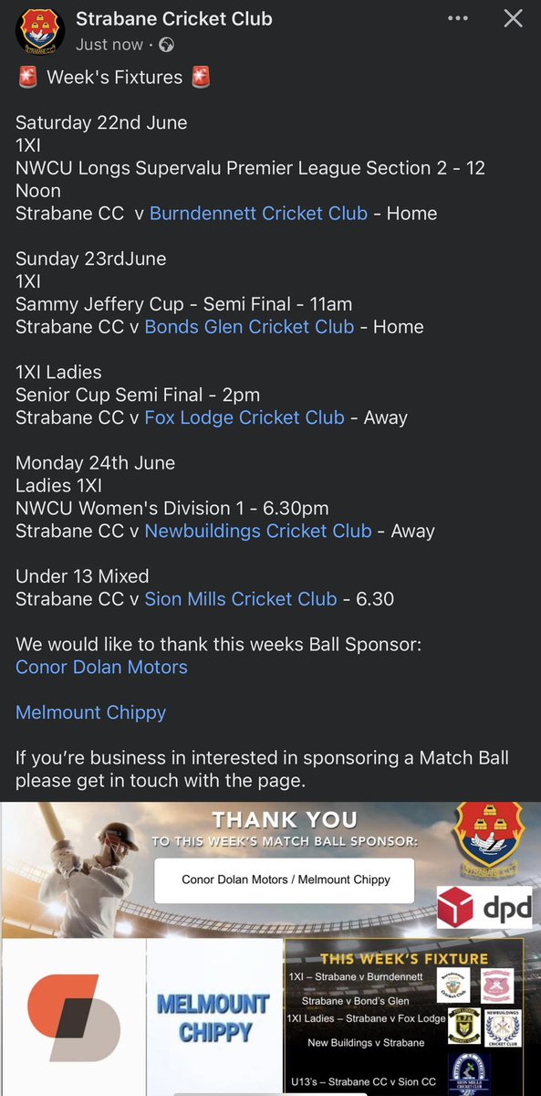 🚨 Week’s Fixtures 🚨