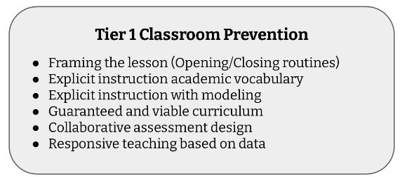 This is why our focus at <a href="/coppelleast/">Coppell Middle School East</a> next year is Tier 1 instruction and behavior prevention strategies!
Here are our “must-do’s” for both.