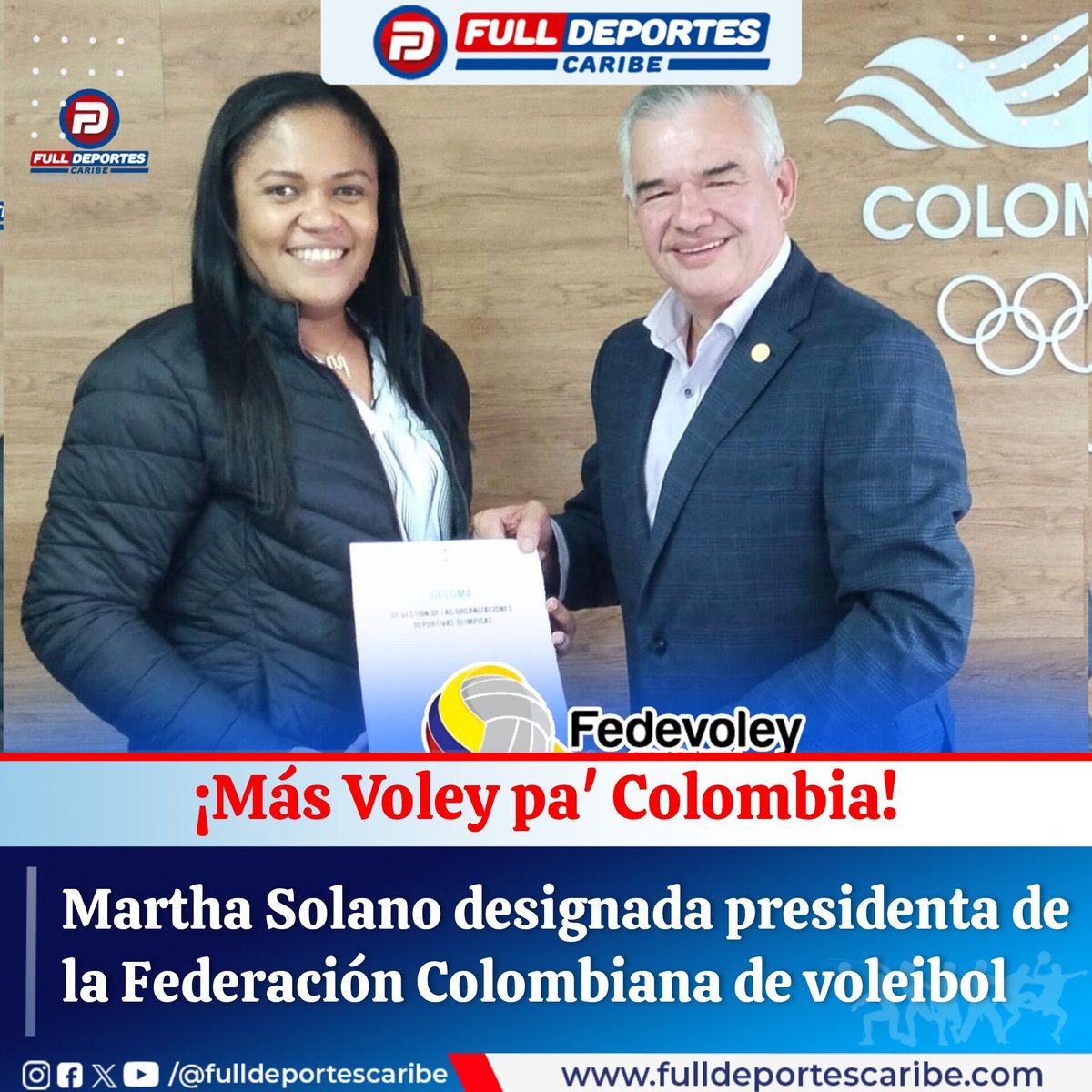 FulldeportesC's tweet photo. 🏐🇨🇴 | ¡Más Voley pa' Colombia!
Martha Solano designada presidenta de la Federación Colombiana de voleibol

🔗 Ver nota completa 👇🏽 
https://t.co/YyJuLY5hnD

𝗙𝘂𝗹𝗹𝗗𝗲𝗽𝗼𝗿𝘁𝗲𝘀 𝗖𝗮𝗿𝗶𝗯𝗲
¡𝙎𝙞𝙚𝙢𝙥𝙧𝙚 𝙚𝙣 𝙡𝙖 𝙟𝙪𝙜𝙖𝙙𝙖! https://t.co/2A2j4xDcTq