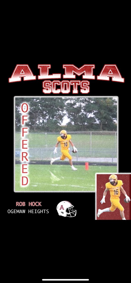 Rob Hock (@robhock_) on Twitter photo After a great talk with <a href="/AlmaCoachCole/">Scotty Cole</a> I am blessed to have received my first offer from Alma college! <a href="/AlmaScotsFB/">Alma College Football</a> <a href="/CoachCouchAlma/">Jason Couch</a> After a great talk with <a href="/AlmaCoachCole/">Scotty Cole</a> I am blessed to have received my first offer from Alma college! <a href="/AlmaScotsFB/">Alma College Football</a> <a href="/CoachCouchAlma/">Jason Couch</a>