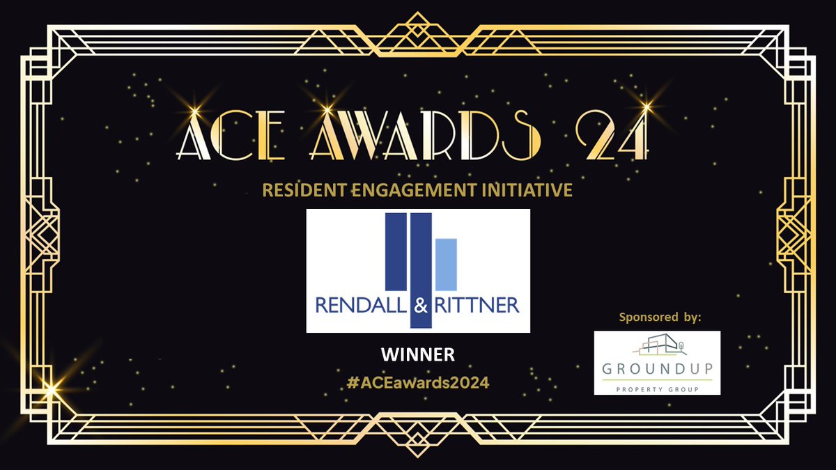 The winner of the Resident Engagement Initiative of the Year is Rendall &amp; Rittner. Well done!

#ACEAwards24