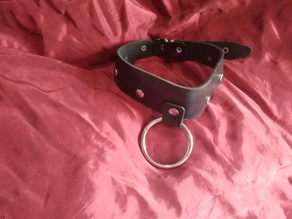 Collar modelo Zish, elaborado en cuero de primera calidad con anilla soldada.