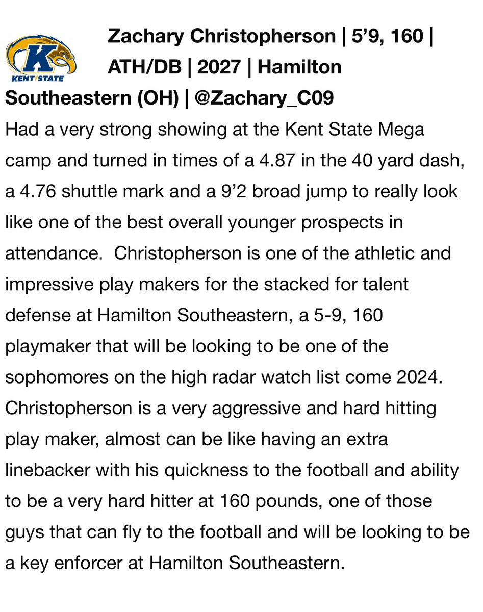 Thank you <a href="/sixstarfootball/">Six Star Football | PLUS+</a> for the right up from camp!! Ready to make an impact this season!

<a href="/HSEFootball/">HSE Royal Football</a> <a href="/PrepRedzone/">Prep Redzone 🏈</a> <a href="/PrepRedzoneIN/">Prep Redzone Indiana</a> <a href="/247Sports/">247Sports</a> <a href="/espn/">ESPN</a> <a href="/IndyWeOutHere/">IndyWeOutHere ‼️</a> <a href="/CoachMillz_/">Millz2BeMade Training</a> <a href="/Bryan_Ault/">Bryan Ault - Midwest Scout</a>