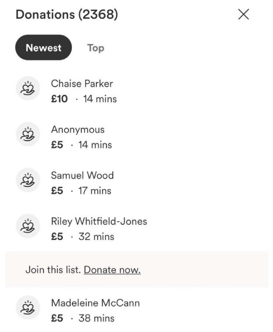 nurph_non's tweet photo. @martyn0204 Madeline McCann even donated! https://t.co/56G6eI40S5