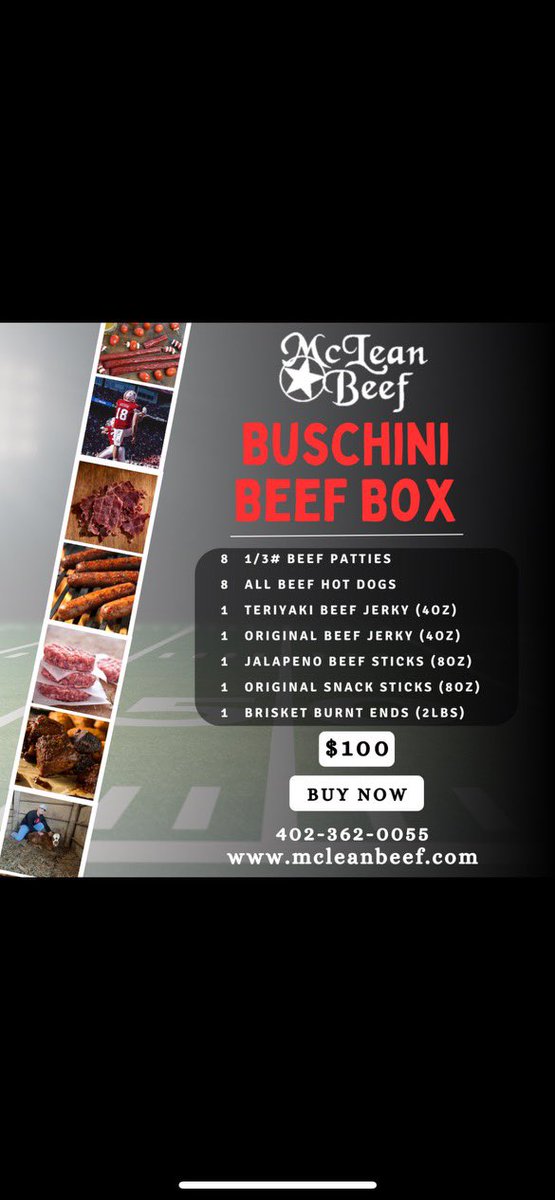 Come out to the meat and greet at McLean Beef in York next Thursday June 27 at 5:30! Where you can pick up the first Buschini Beef tailgate bundles, they will be available for sale online following the meat and greet on the 27th!