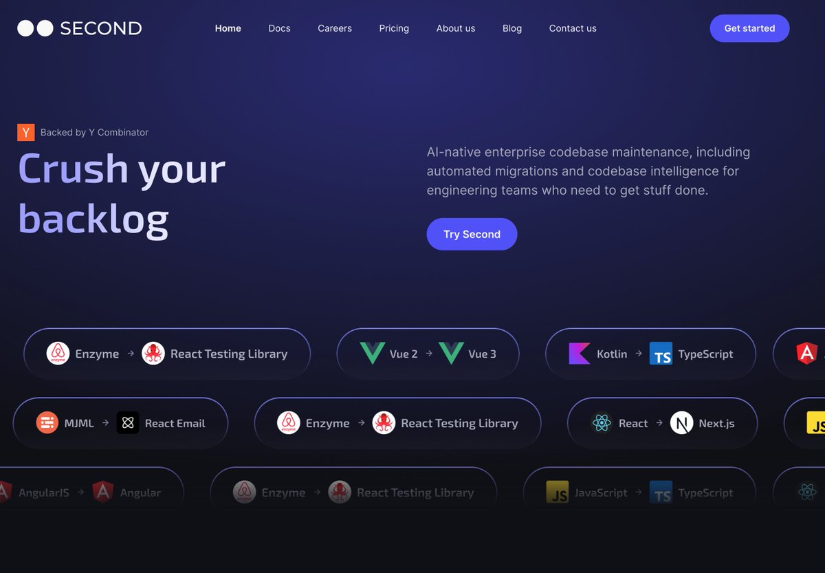 shiba_program's tweet image. AIがコードを別のフレームワークや新しいバージョンに対応したものに修正してくれる「Second」がまじですごい

Vue2→Vue3のようなケースだけでなく、Javascript→Typescript、Angular→Reactなども可能

バージョンアップやフレームワークの乗り換えのような保守作業の手間がめちゃ軽減されそう