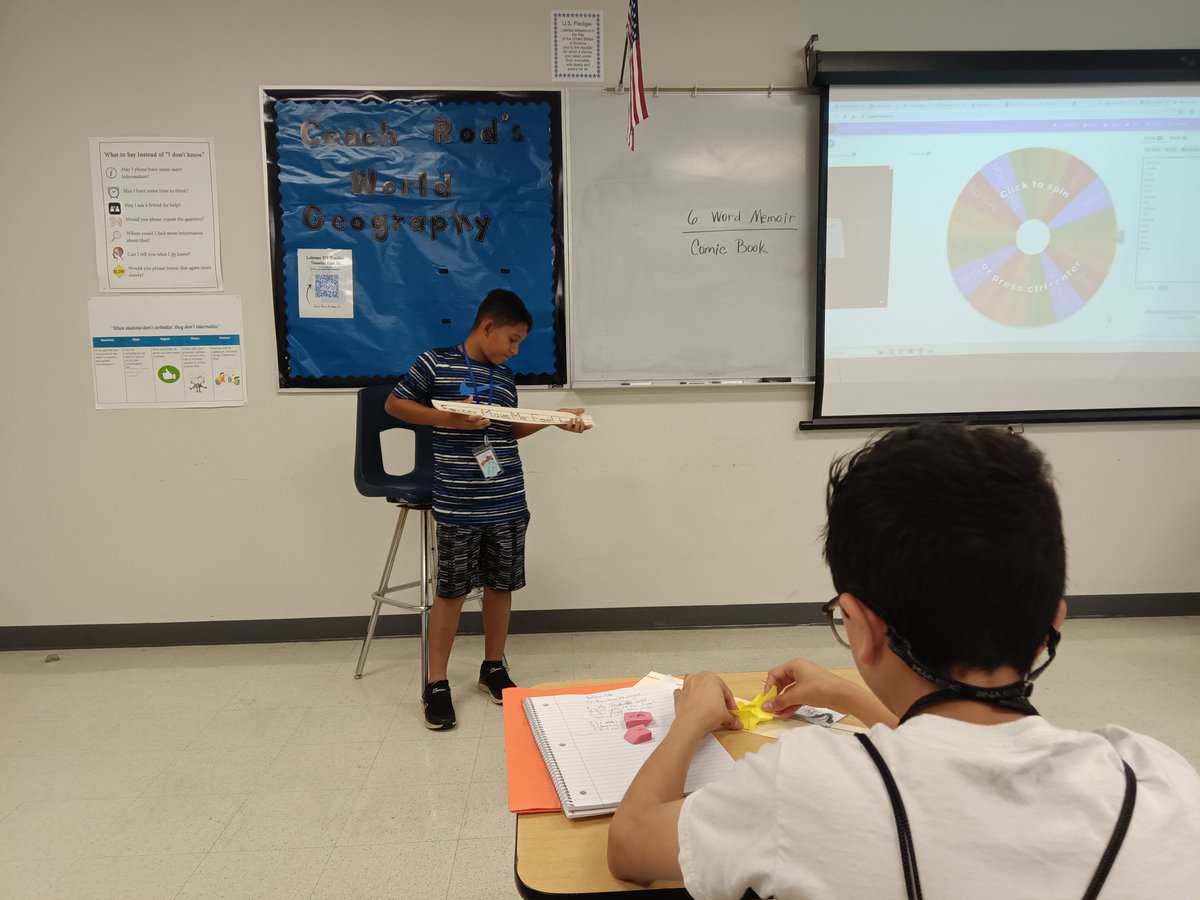 HCISDMLLs's tweet photo. What a wonderful way to close out our @HaysCISD secondary language acceleration summer school! I got to listen to our new to country students share their 6 word memoirs and comic books. #eldeafo #mentortext #yourstorymatters #hayscisdpridebeginswithyou https://t.co/HfuIVBJbqd