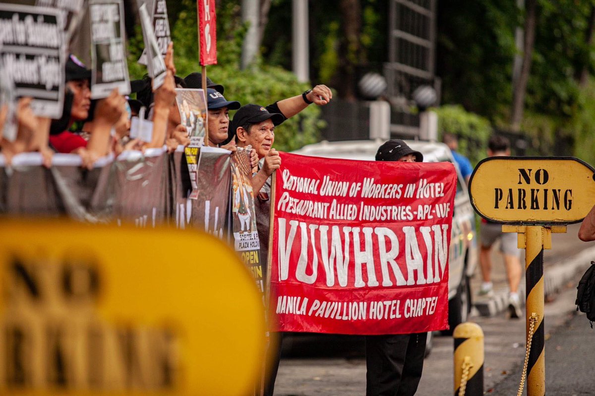 iufap's tweet photo. .@Accor violates rights in forced mass redundancies in temporary closure of Sofitel Plaza Philippines. Hotel workers are asking - why terminate workers if hotel will renovate &amp; re-open. Sofitel, open for business but closed for workers rights #StandwithSofitelWorkers @KAJIMA_CORP https://t.co/e1xkWNDT0Q