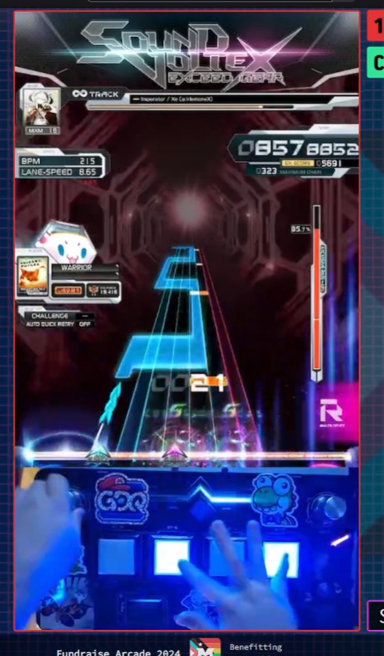 FundraiseArcade's tweet image. Amazing showcase of Sound Voltex Exceed Gear taking place now from TDWarrior on our channel! Check it out live right now at twitch.tv/FundraiseArcade