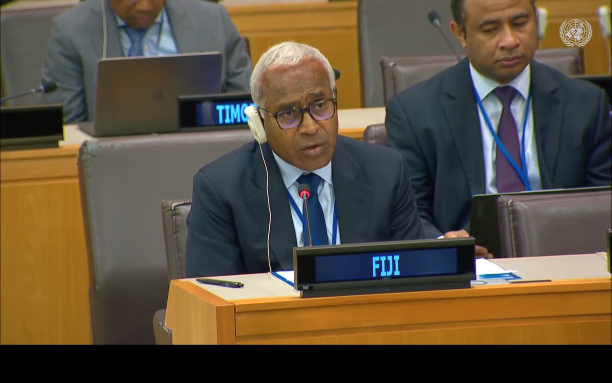 FijiMissionUN's tweet photo. H.E Filipo Tarakinikini, on behalf of Fiji &amp; PNG🇵🇬 introduced the draft resolution on the “Question of New Caledonia” during the res'd sess of C-24. Amb. emph'd that the resolution was framed with sensitivity &amp; tact, essential given the recent violence &amp; electoral tensions in 🇳🇨 https://t.co/8ko1yTMSEG