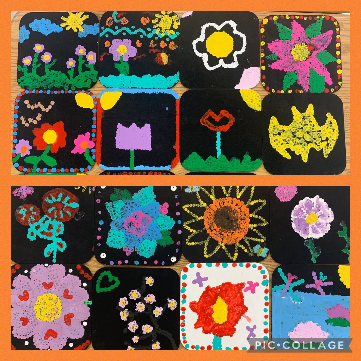 Jphillips_peel's tweet photo. Gr 5 Ss pointillism art inspired by Christi Belcourt - what flower or representation of nature would you make @PDSBFernforest? @PDSBIndigenous https://t.co/zJQU6swRow
