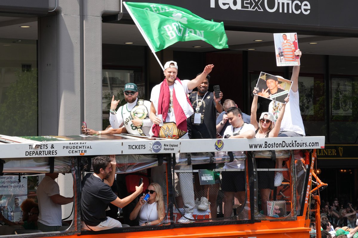 What a day! I got the best camera spot at the end of the media platform. It was a great time covering the Celtics championship parade.