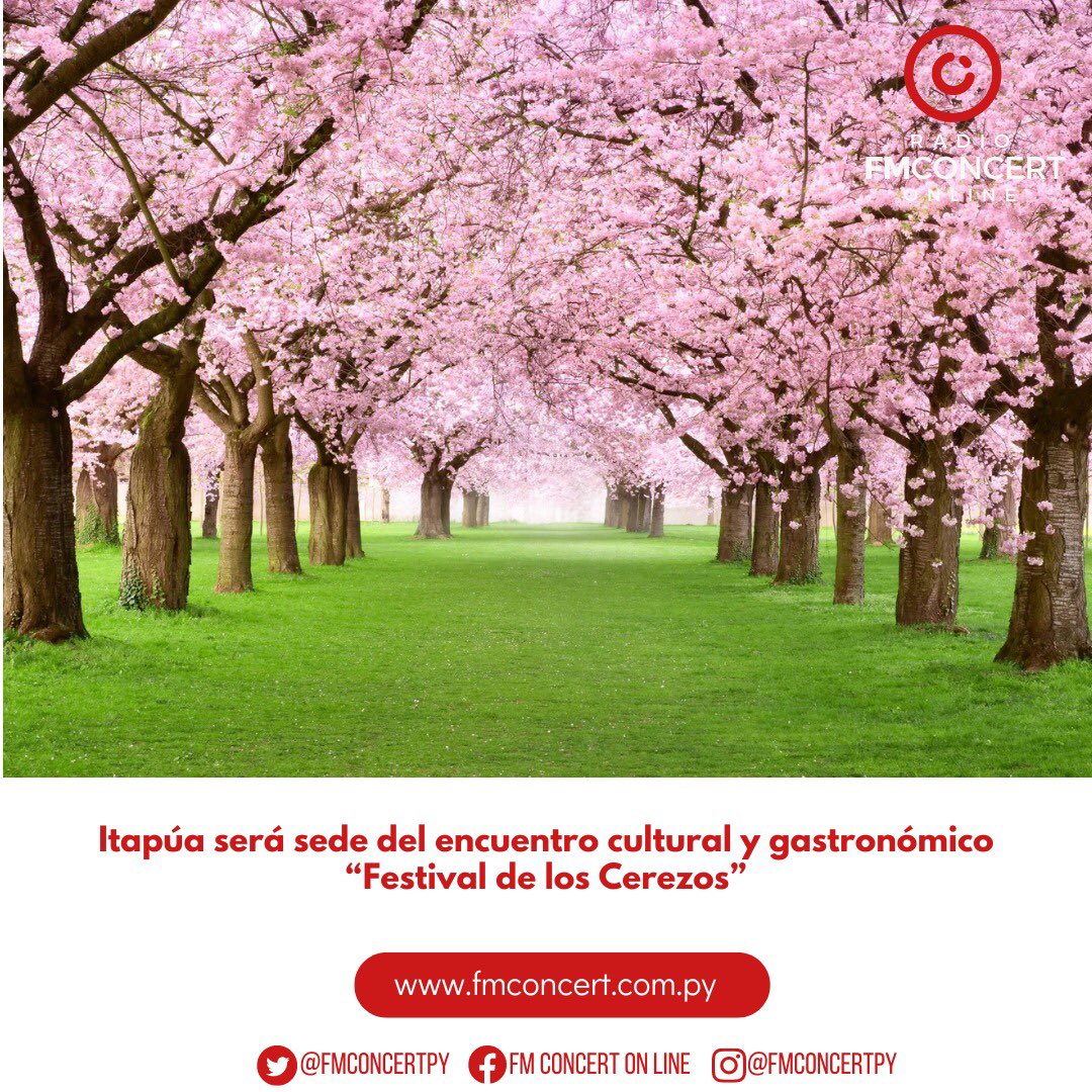 🤩🌸El Festival Artístico del Paseo Turístico Natural del Cerezo en Flor y el Festival Gastronómico de la Comida Oriental se realizará el 23 de junio, en el distrito de La Paz de Itapúa

🙌El evento iniciará a las 10h, con una variedad de platos orientales

📻#FMConcert