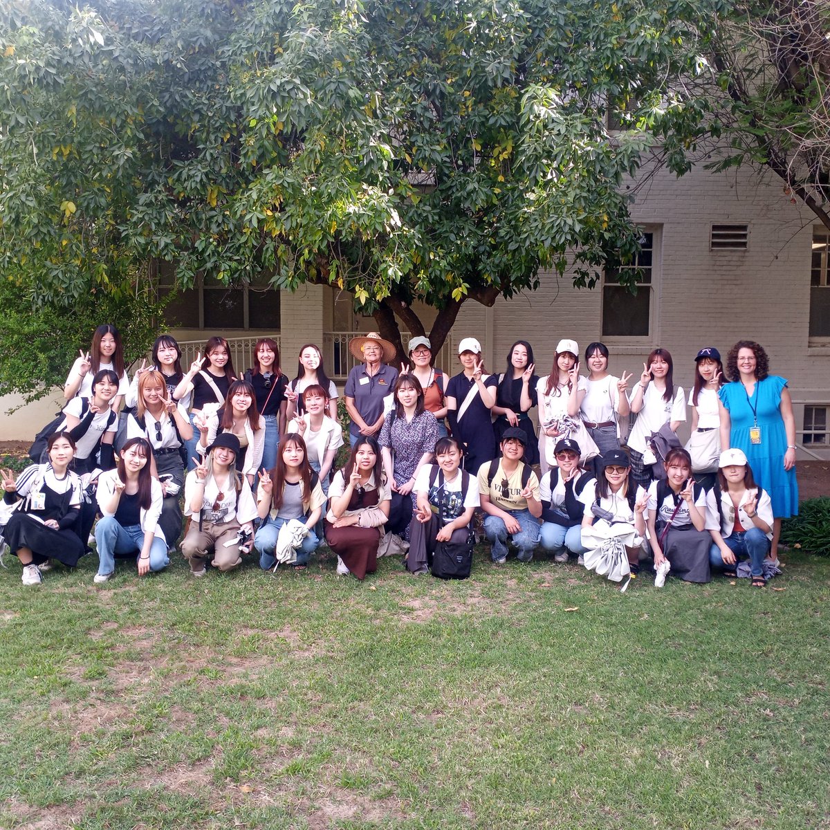 Every summer ASU Global Launch welcomes Nanzan University students from Japan.  Instructor Erin McCloskey always includes an early morning Arboretum food forest tour starting at the shady Herb Garden. They loved the guava and white sapotes in the Secret Garden. #ASU