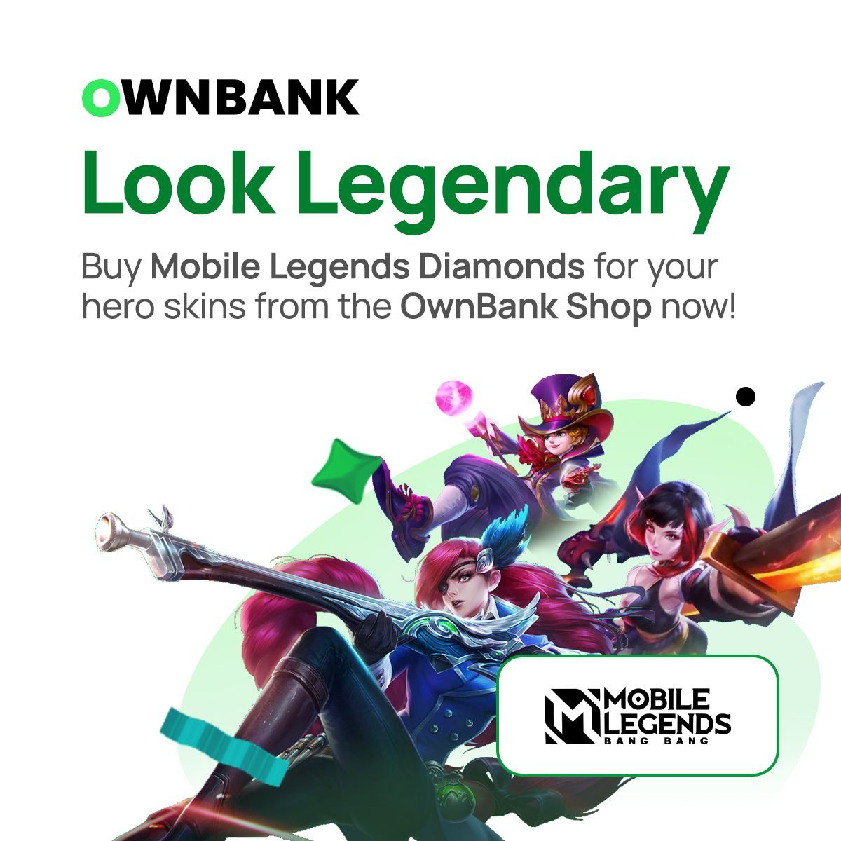 OwnBankPH's tweet photo. 🪄 Get the best skins for your main heroes by purchasing Mobile Legends Diamonds from the OwnBank Shop. Top up now!
---
New to #OwnBank? Use the link below to discover the ease of opening an online bank account in just 1 minute.
🔗 https://t.co/IweZbwBdD6 https://t.co/ku0C8QP0rY