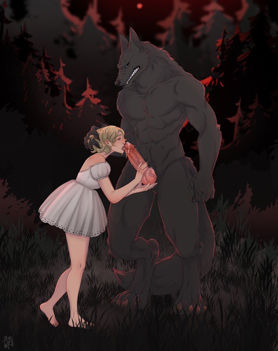 Big daddy werewolf shifter enjoying a bit of foreplay before hand aka werewolf bj. Illustration by <a href="/Bloodwrit/">Vic he/him NO AI🏳️‍⚧️🏳️‍🌈</a> of Lottie and Hunter from Sing Sweet Nightingale releasing Sept 10, 2024.