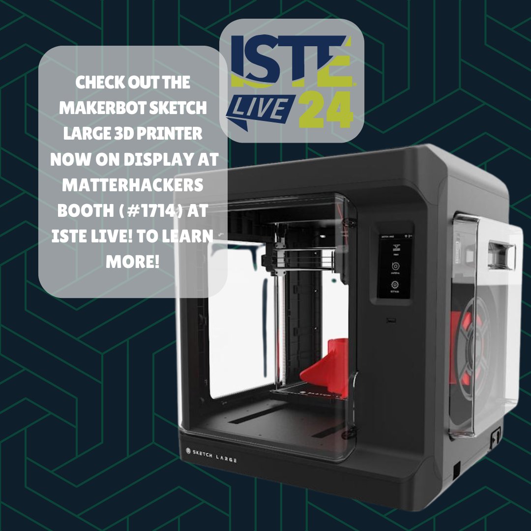 MatterHackers's tweet image. See the #MakerBot #SKETCH LARGE #3DPrinter live at #MatterHackers #Booth (#1714) at #ISTELive!

If you can’t stop by, check out the MakerBot SKETCH LARGE 3D Printer at the link below:
matterhackers.com/r/X9Vioa
