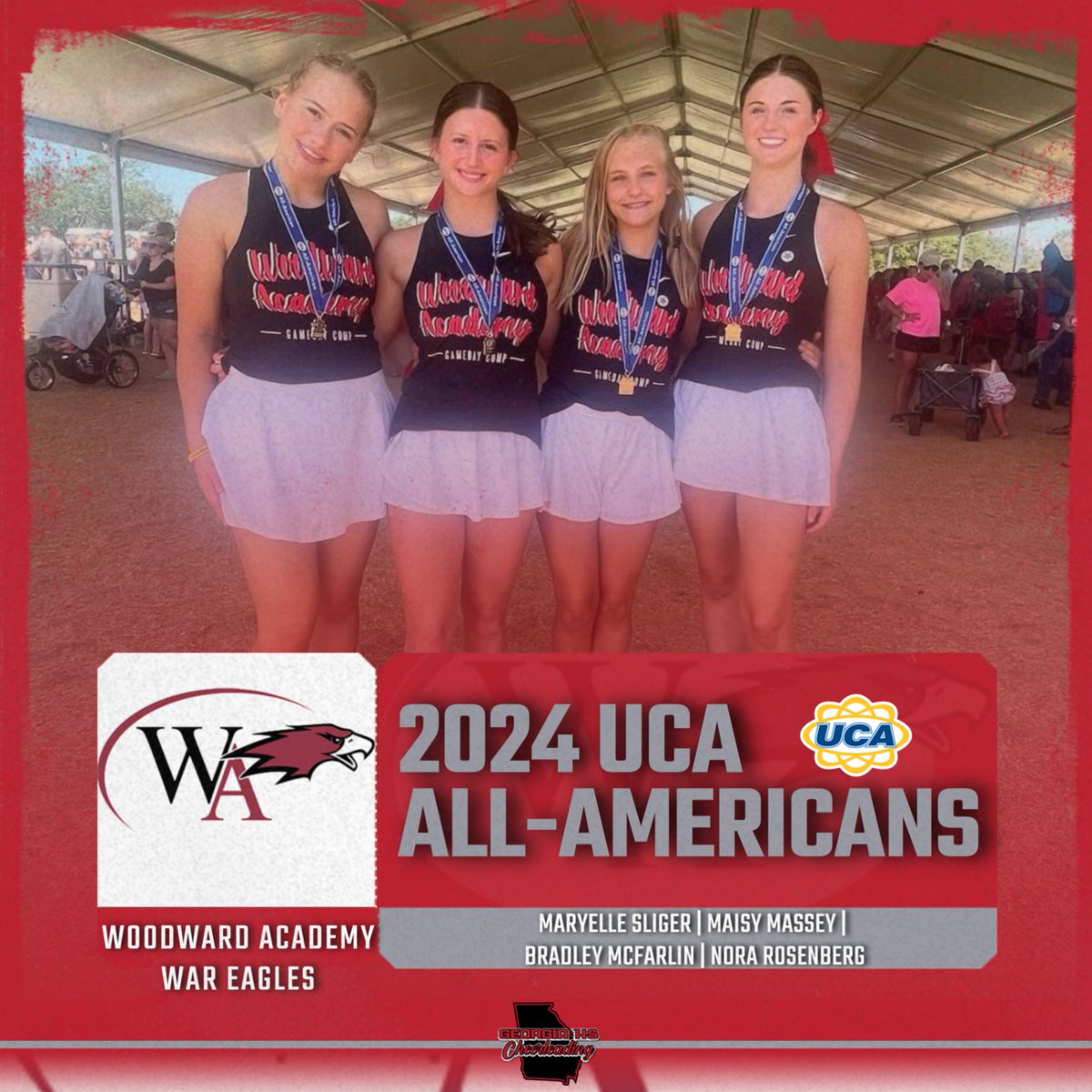 Congratulations to the 2024 UCA All-Americans from Woodward Academy! 
#GeorgiaHSCheer2024 #GHSACheer2024