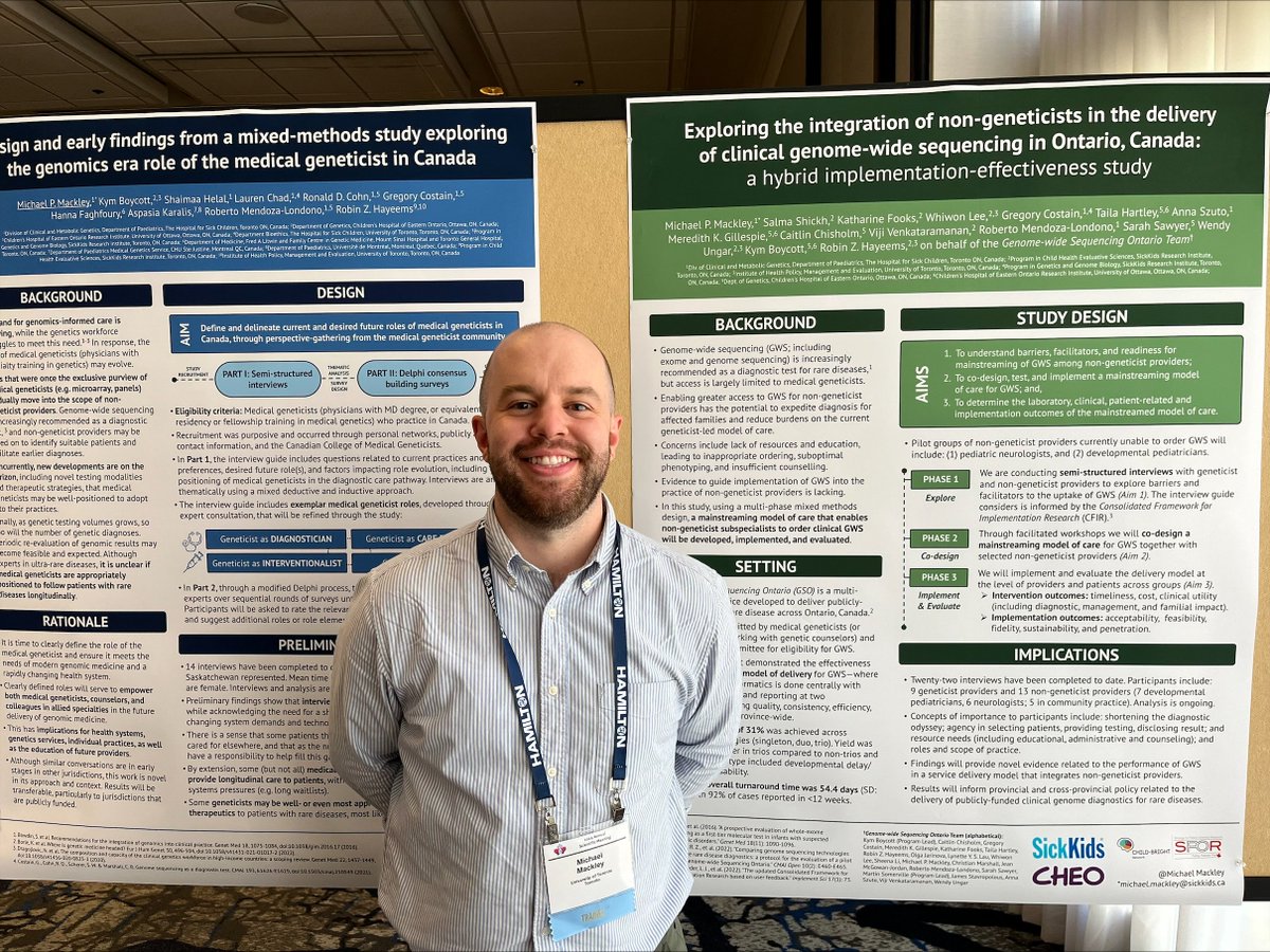 🧬Medical #genetics #resident and GENOMETRICS team member <a href="/MichaelMackley/">Michael Mackley</a> had a busy couple of days presenting <a href="/GeneticistsCCMG/">CCMG-CCGM</a> annual conference on integrating non-geneticists into sequencing delivery and exploring the role of medical geneticists in the genomics era. #CCMG2024