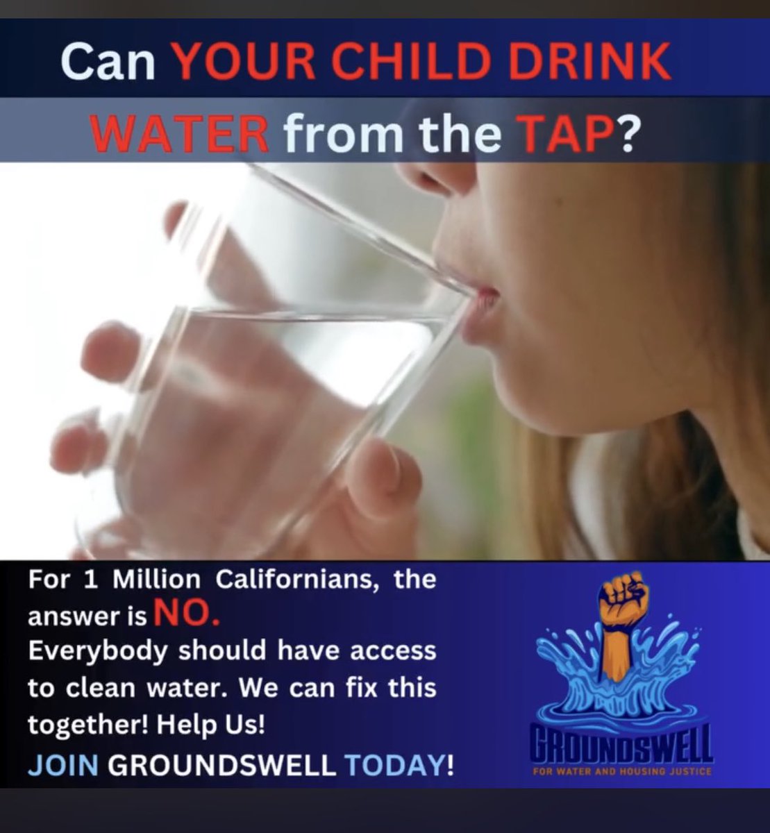 CAGroundswell's tweet image. 🌍Clean, safe drinking water is essential to the health and well-being of children's development. Access to high-quality drinking water at home, schools, and childcare facilities limits children’s exposure to harmful contaminants. #groundswellforwaterandhousingjustice