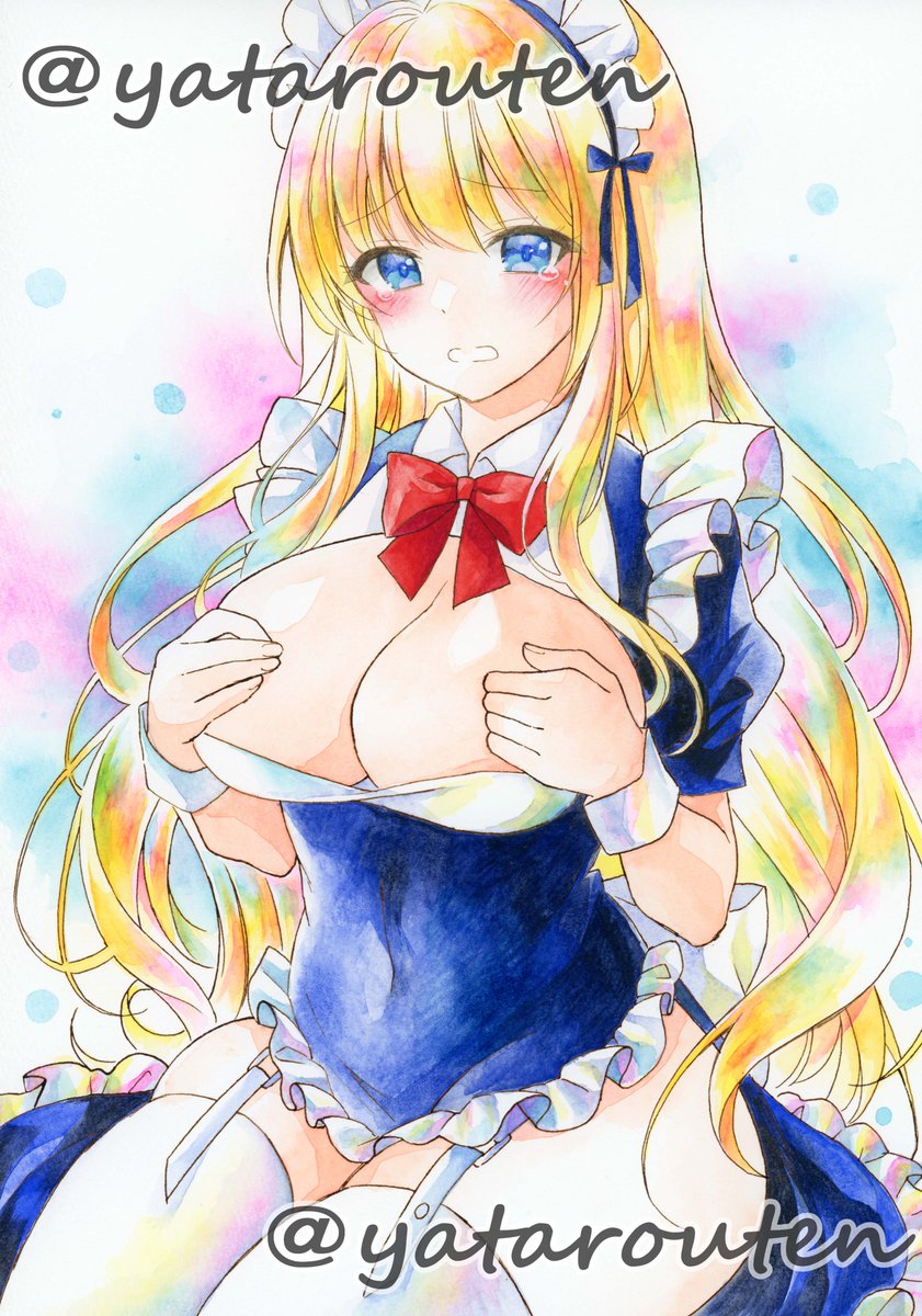 メイドさん💞
#手描きイラスト
#アナログイラスト
#オリジナルイラスト
#水彩イラスト
#水彩画
#水彩 