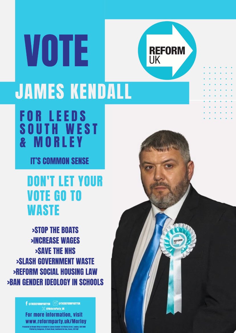 James Kendall reform UK Leeds southwest and morley tweet media