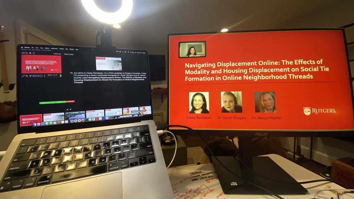 I’m ready to present remotely at #ICA24! Join us in Room 1A now to learn about navigating housing displacement online after a disaster or watch the recording later via the ICA portal 💻 <a href="/Shugars/">Sarah Shugars</a> <a href="/RutgersCommInfo/">Rutgers School of Communication and Information</a>