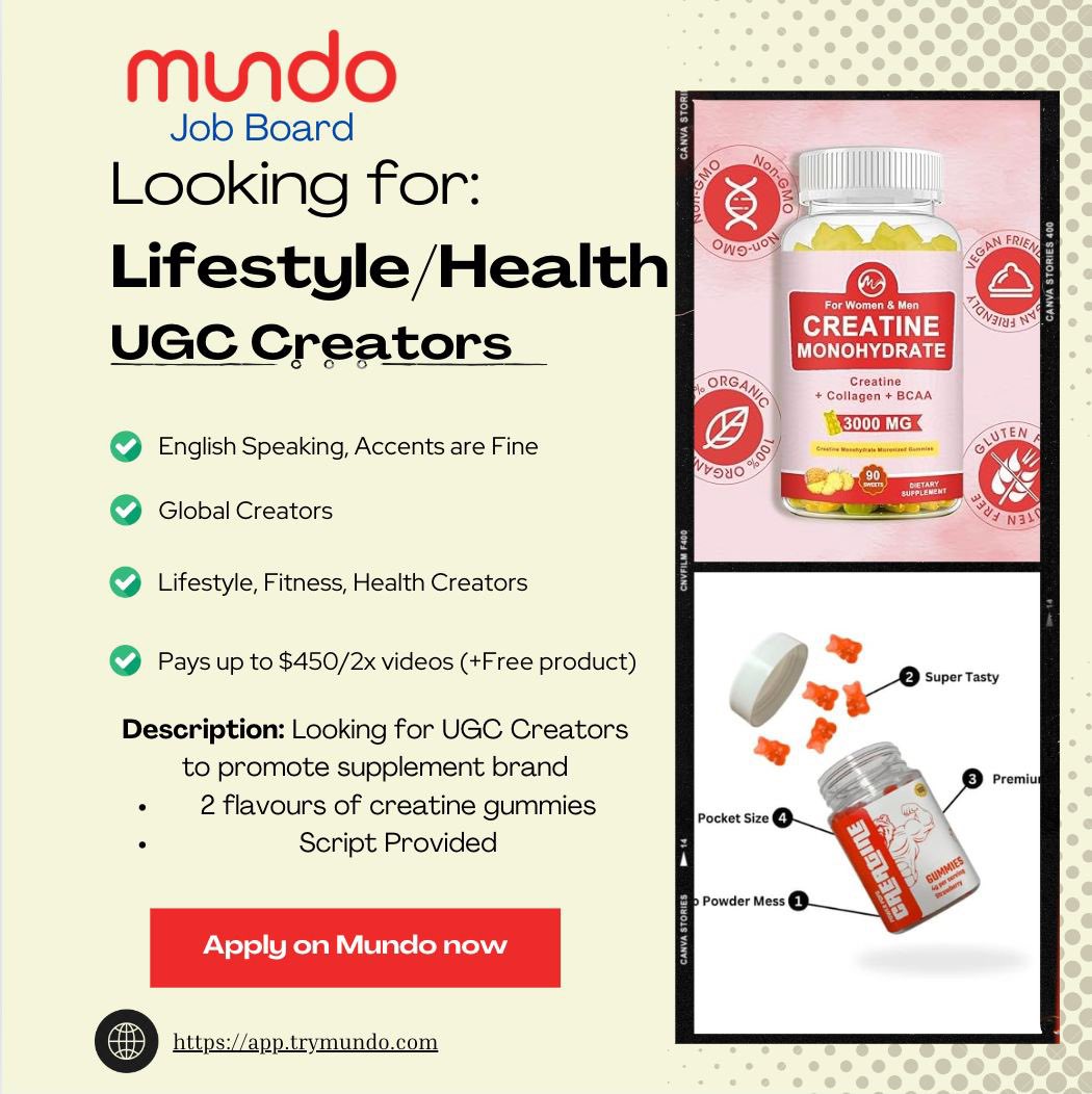 TryMundo's tweet image. Still looking for 6 UGC creators to join this campaign! 

Apply directly on Mundo now:

app.trymundo.com/creator/market…

#ugc #ugccommunity #ugccreator