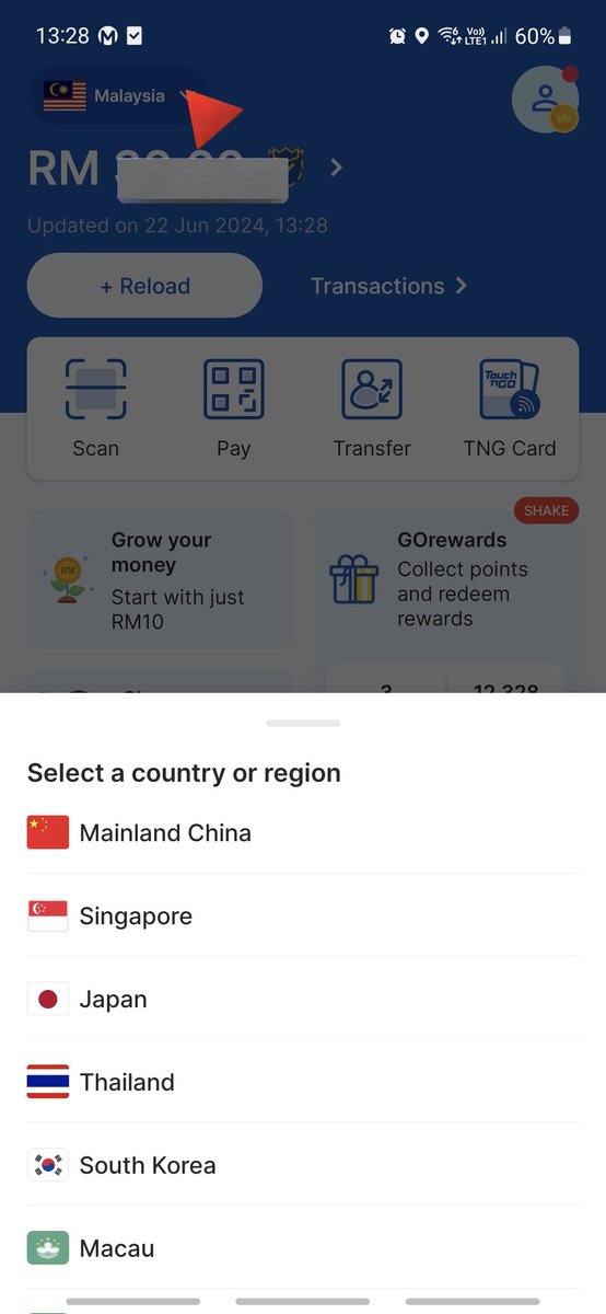 aliffshanusi's tweet image. App #TouchNGo sudah boleh di gunakan di beberapa buah negara yang operator/kedai mereka menerima Alipay+. Contoh di thailand, sewen (7e) mereka.

Jadi tidak susah, topup app seperti biasa dan cuma tukar negara yang berkenaan di butang merah. Itu sahaja.