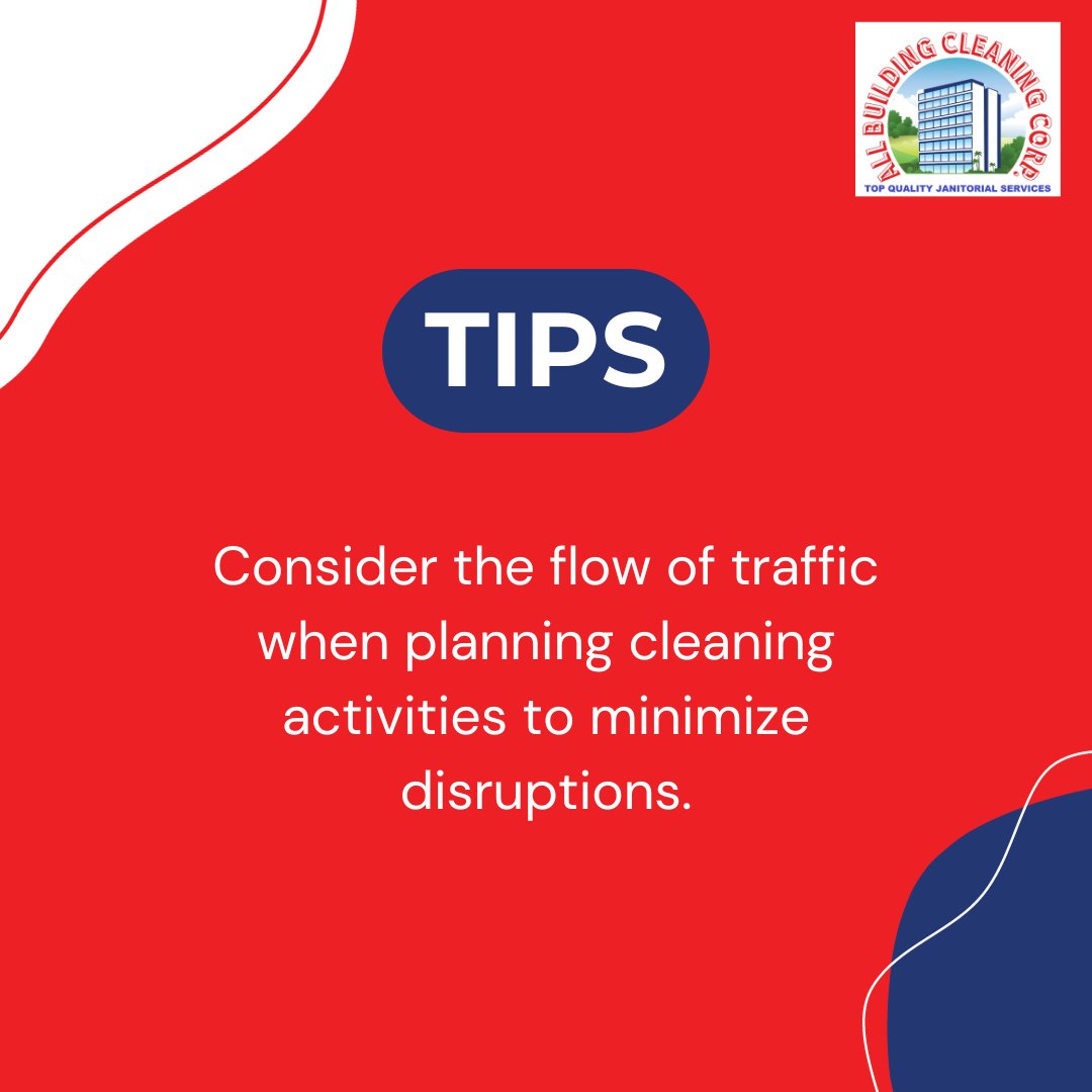 MiamiDadeClean's tweet image. Plan cleaning activities with traffic flow in mind to minimize disruptions.

#officecleaningadvice #cleaningprotips #janitorialsolutions