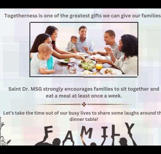 BrarTeona23's tweet photo. With this motive of reinsuring family customs, rejuvenating traditional values &amp; strengthening family bonds, Saint MSG initiated the #TEAM Campaign in which millions of adherents pledged to have a meal together at least once a week for becoming strong family bonding. https://t.co/hwJVLwJIJv