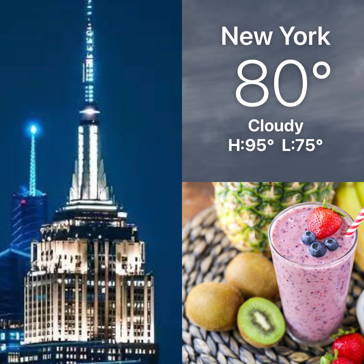 CorinnePulitzer's tweet image. Sunset was at 8:31PM &amp;amp; the heat is on in #NYC w temps in the 90s over this 1st wknd of Summer. #Vhagar has returned to #Westeros &amp;amp; the @EmpireStateBldg is lit in Signature White, while thirsts are being quenched #NationalSmoothieDay🥕🍓🥬🫐 @NationalDayCal @NY1weather @HeyWhatDay