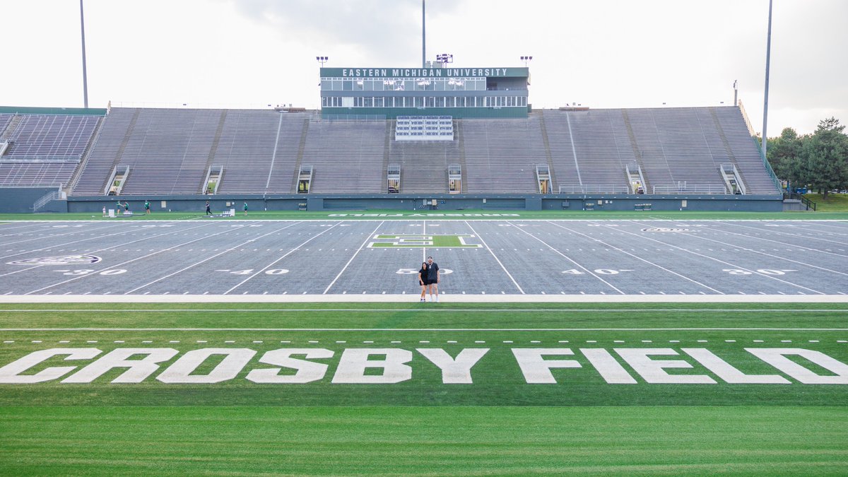 𝗧𝗛𝗔𝗡𝗞 𝗬𝗢𝗨, 𝗖𝗥𝗢𝗦𝗕𝗬𝗦!

It was great having <a href="/CrosbyMaxx/">Maxx Crosby</a> and Rachel back on campus to unveil CROSBY FIELD!

#EMUEagles ⛓️ #ETOUGH ⛓️ #BET