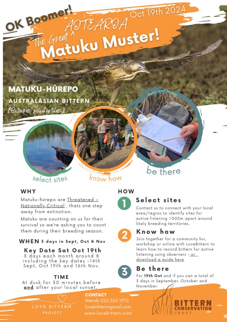 At the Aawhitu Landcare AGM this afternoon with John Sumich (and his mate Matt) talking about the work of the Bittern Conservation Trust towards a coordinated nationwide matuku survey effort coming up this September-November ✅ 💡 

lovebittern.com

#aklbiodiversity