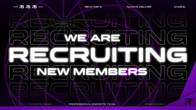 😈Like &amp; Repost &amp; Follow😈

Reactor 9 is looking for:

- Content Creators
- Valorant Players
- Xdefiant Players
- WarZone Players
- Graphic Designers
- Esports Managers
- Editors

#AlwaysDeliver || <a href="/SoarDogg/">SoarDogg Apparel</a> <a href="/DrinkFreshenUp/">Freshen Up Energy</a>