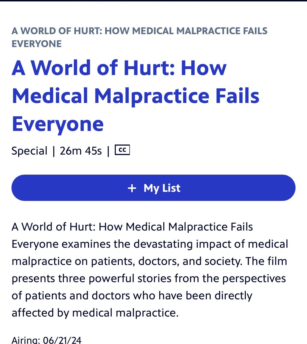 Must watch: Documentary on medical malpractice  by our faculty Dr. Mark Brady has just aired on <a href="/rhodeislandpbs/">Rhode Island PBS</a> today. 
<a href="/GitaPensaMD/">Gita Pensa, M.D.</a> <a href="/meganranney/">Megan Ranney MD MPH 🌻</a> 
<a href="/Brown_Emergency/">Brown Emergency Medicine</a> #pbs #medmal 

watch.ripbs.org/video/a-world-…