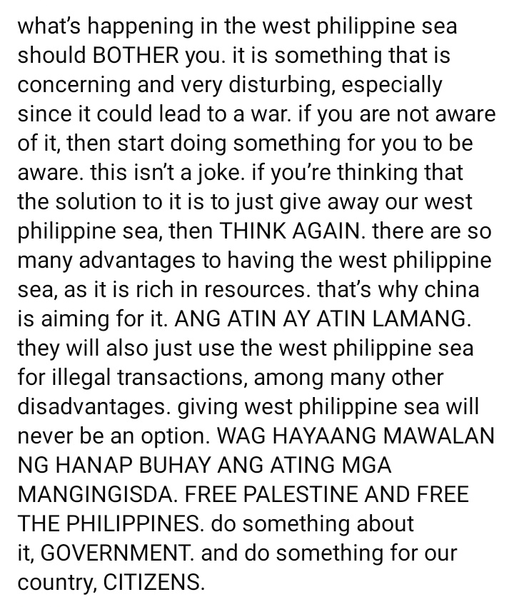 PLEASE i know this is not hellaverse related but please be aware of what's happening in my country right now, we need our voices to be heard, our defense is vulnerable and our filipino soldiers fought with bear hands against china's armed soldiers

#AtinAngWestPhilippineSea 🇵🇭