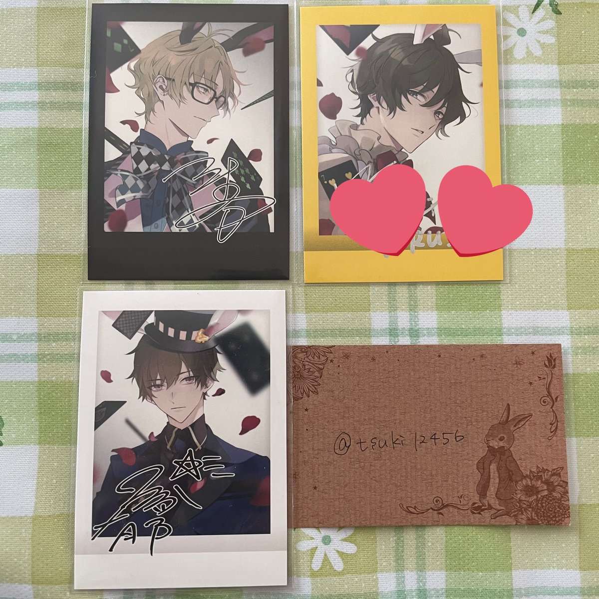 tsuki12456's tweet photo. 【交換】ツキウタ。 ラビキン 劇場版 RABBITS KINGDOM THE MOVIE 入場者特典 ぱしゃこれ レア

譲→夜(直筆)、春、郁

求→葵(直筆)、新

直筆は直筆のみ、特定記録郵便での交換希望です。
よろしくお願いいたします。 https://t.co/GmfibH74m5