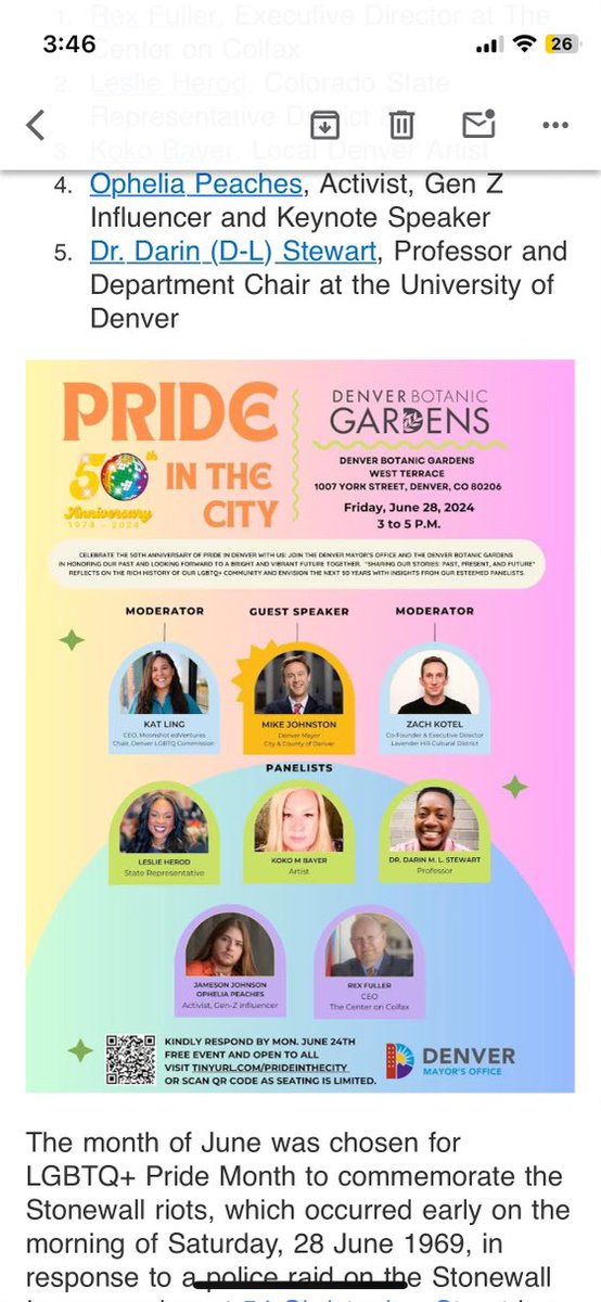 I’m going out on a limb here, but I think there are Latino/as LGBTQ folks in Denver. But they’re not represented here. Why not, <a href="/MikeJohnstonCO/">Mike Johnston</a> ? I mean the Latino presence in Denver - only close to 1/3. 🤷🏽‍♀️.