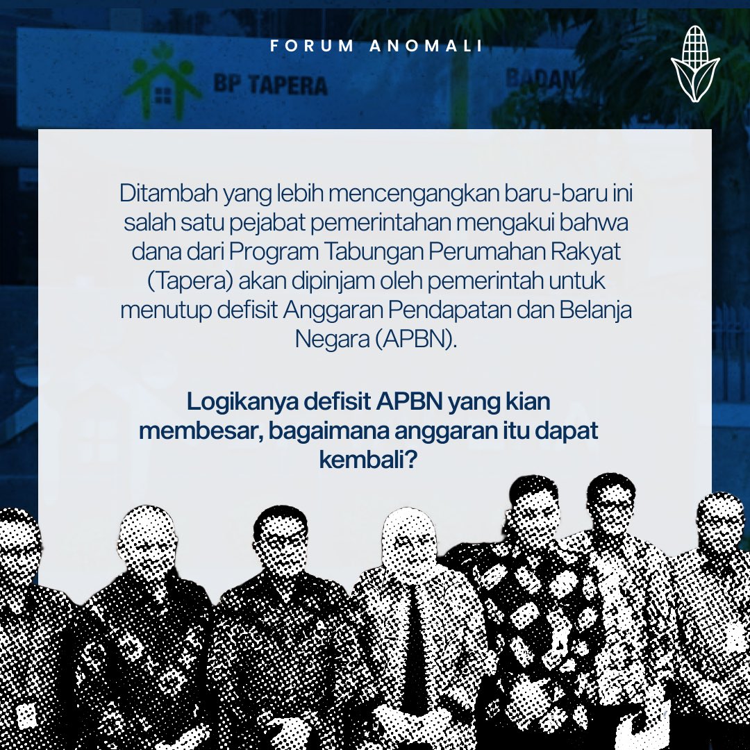 forumanomali's tweet photo. Forum Anomali dengan tegas mendesak agar Negara berhenti memeras rakyat, merampok rakyat, mencekik rakyat atas nama Tapera. Dengan tegas menolak Tapera!

#ForumAnomali
#DemokrasiJagung🌽
#BebaskanIndonesia! https://t.co/MrGTDIn37c