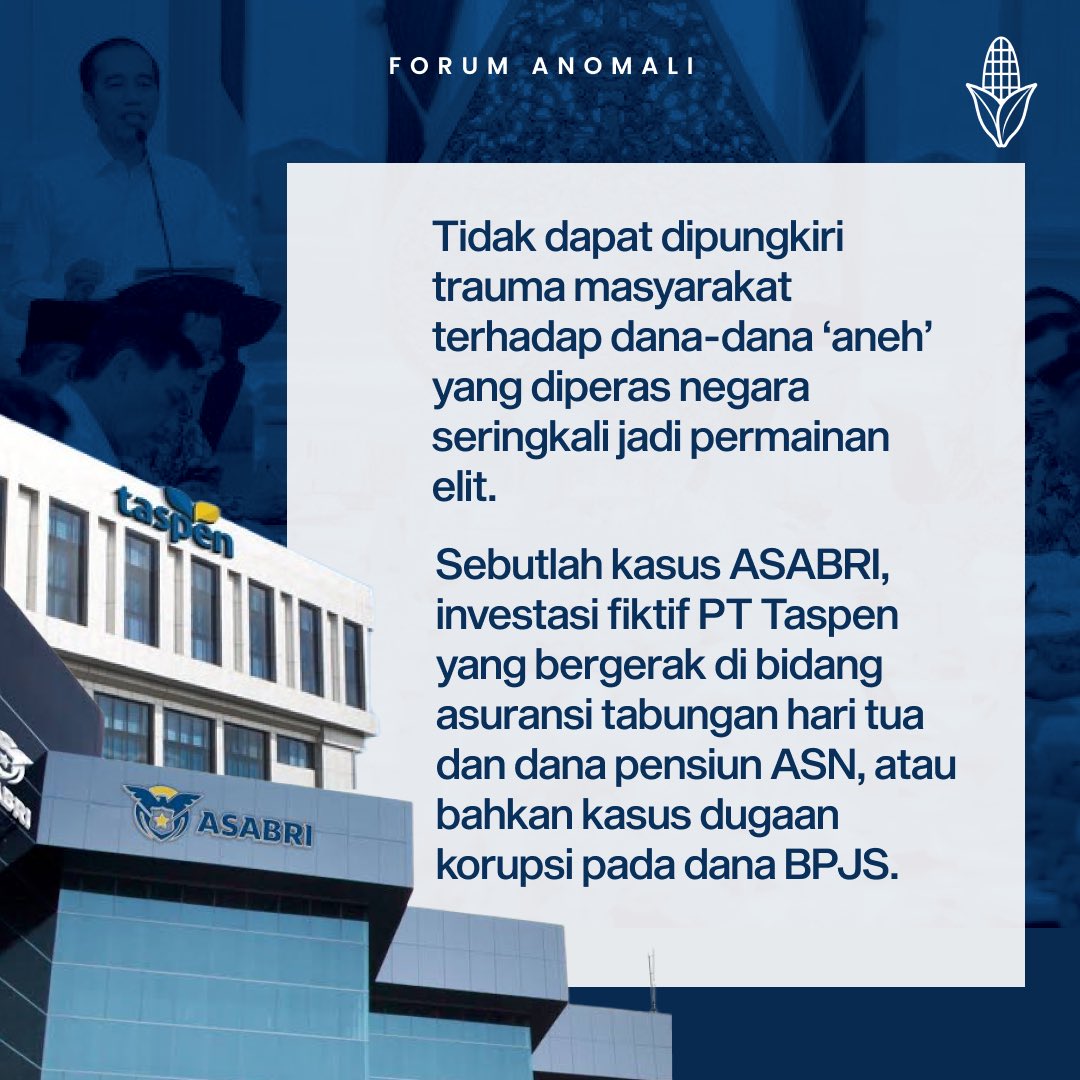 forumanomali's tweet photo. Forum Anomali dengan tegas mendesak agar Negara berhenti memeras rakyat, merampok rakyat, mencekik rakyat atas nama Tapera. Dengan tegas menolak Tapera!

#ForumAnomali
#DemokrasiJagung🌽
#BebaskanIndonesia! https://t.co/MrGTDIn37c