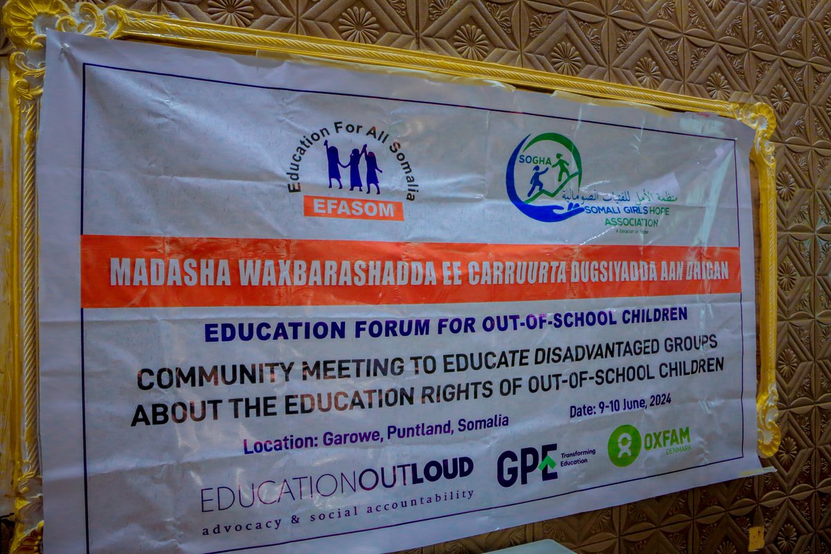 SOGHASom's tweet photo. Today in Garoowe, child Education #EFASOM and #Somali Girls' Hope Association SOGHA have  jointly advocacy child rights education with the support from the MoE of Puntland Federal State #OxfamDenmark and #GPE under the Education OutLoud. https://t.co/GSFDeHrwT5