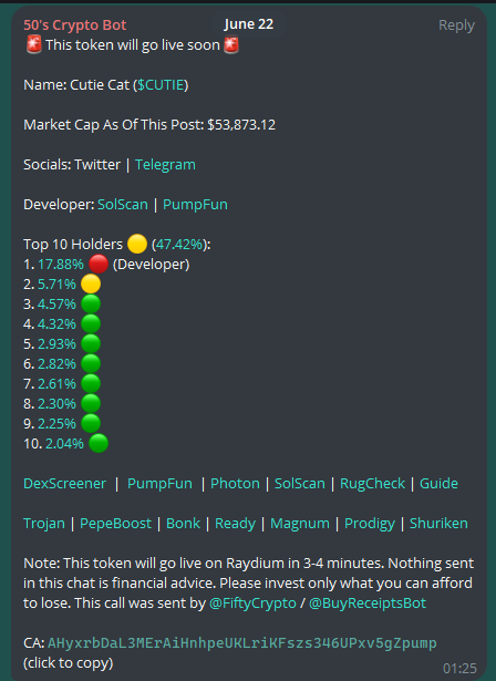 DragonWallets's tweet photo. @bountylater We called $CUTIE at 53k market cap during migration phase, thanks for the 10x guys! Peep my bio for more insane calls like this. https://t.co/hXHzBrx0lj
