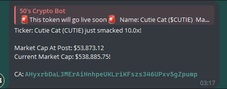 DragonWallets's tweet photo. @bountylater We called $CUTIE at 53k market cap during migration phase, thanks for the 10x guys! Peep my bio for more insane calls like this. https://t.co/hXHzBrx0lj