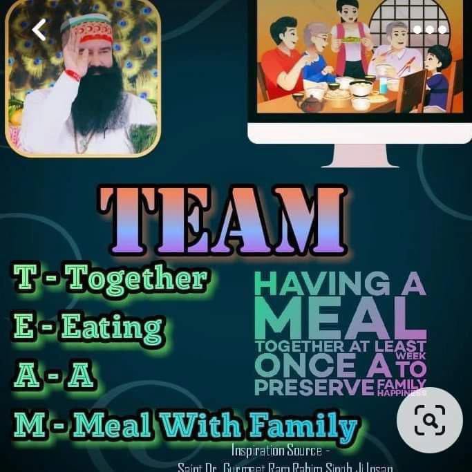 Alish96780894's tweet photo. Saint MSG की #TEAM पहल के तहत लाखों लोग पाश्चात्य संस्कृति के प्रभाव को छोड़कर कम से कम एक बार परिवार के साथ भोजन कर रहे हैं। इससे न केवल घर में सौहार्दपूर्ण वातावरण बनता है, बल्कि परिवार के सदस्यों में एकता की भावना भी बढ़ती है। https://t.co/s3DbUpoIX9