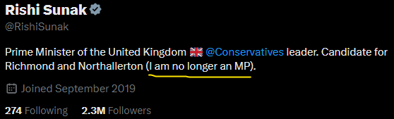 MerseyTrades's tweet photo. Rishi Sunak: "I am no longer an MP" - Can anyone explain this to me? https://t.co/gU3s4KJHeM