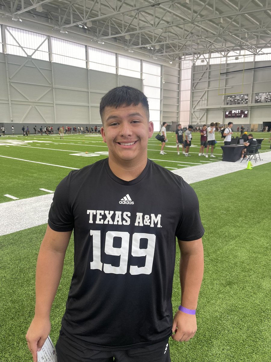 AlemanTank08's tweet photo. Wow! What an experience! Thank you @AggieFootball and @CoachCushing for welcoming me and giving me the opportunity to showcase my skillset in Aggieland. My journey starts now! 
@CoachWCompton 
@HuttoHS_Fball https://t.co/mKJcfeuxKQ