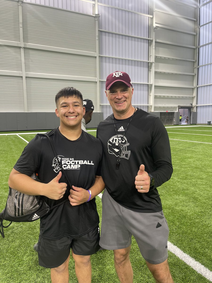 AlemanTank08's tweet photo. Wow! What an experience! Thank you @AggieFootball and @CoachCushing for welcoming me and giving me the opportunity to showcase my skillset in Aggieland. My journey starts now! 
@CoachWCompton 
@HuttoHS_Fball https://t.co/mKJcfeuxKQ