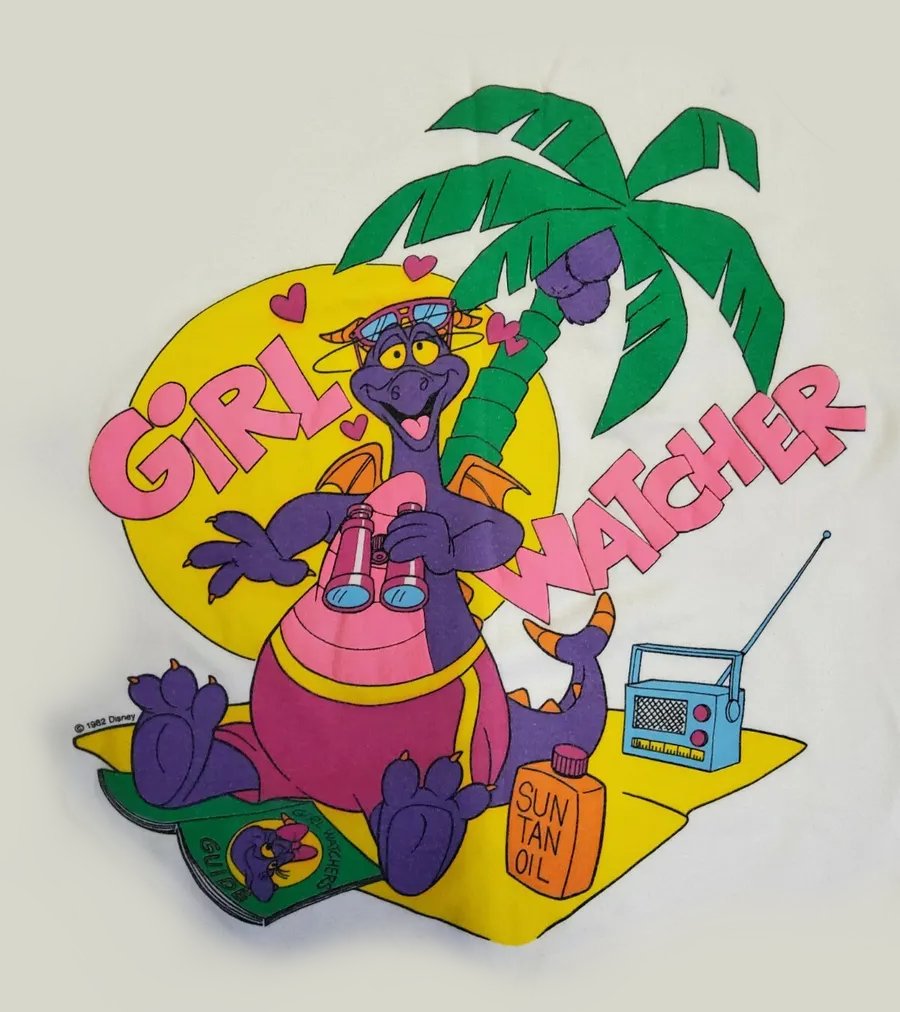 dbarenzu626's tweet photo. Happy start of summer! I finally tackled a redraw of sorts!

An EPCOT vintage tee design given the @StitchTriverse flip with Keiko. Being genderfluid, I wanted to keep things more open, ergo "Crush Watcher". What hunk caught their Luxian eyes? Dunno, you decide~ 🐉🌈🏖️ https://t.co/oDdJELJPI0