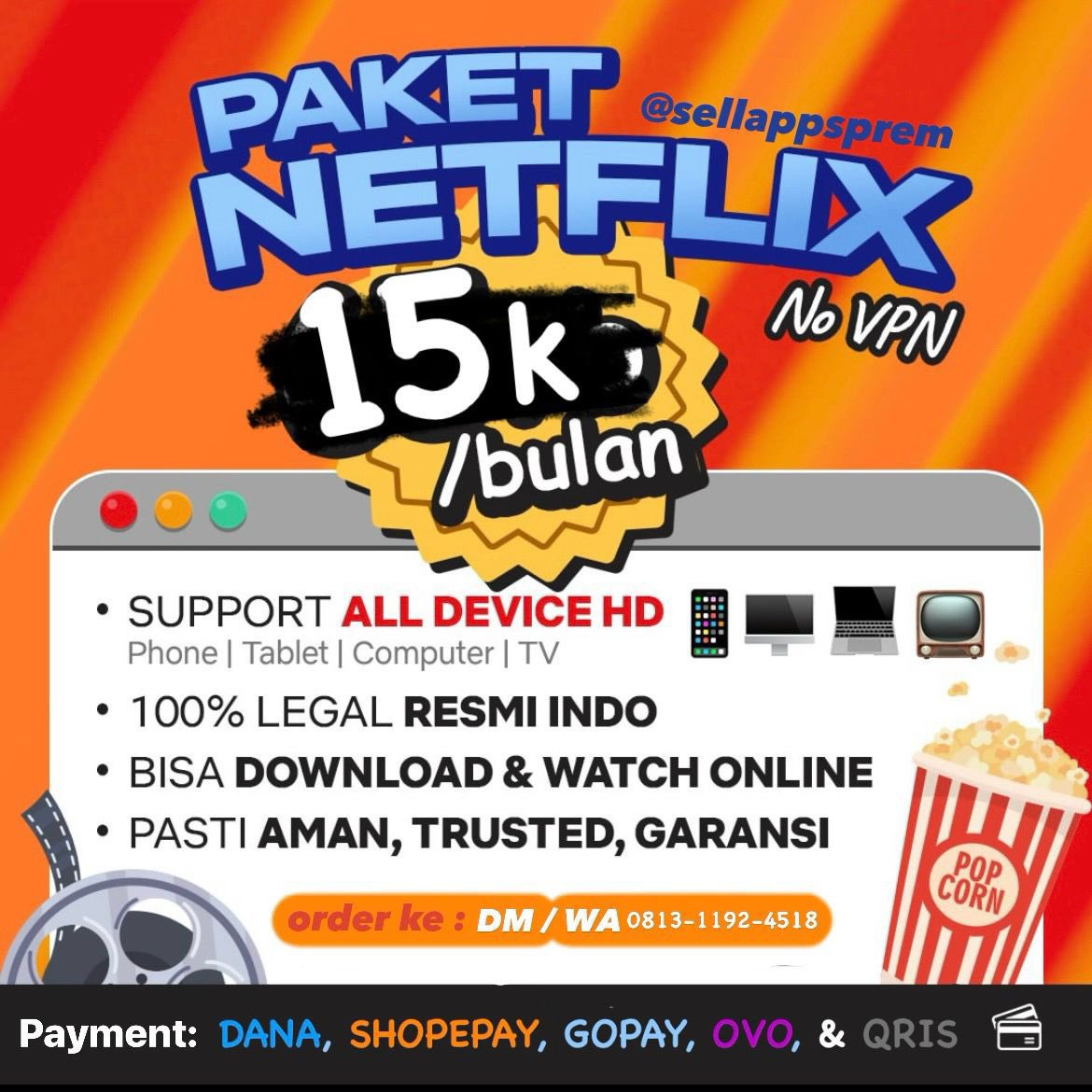 Ready akun NETFLIX nya cuma 15k/bulan pastinya full garansi dan 1 USER 1 PROFILE , termurah terjamin aman dan akunnya bisa di coba dlu baru payment guyss 🎉🎉

T. 
yang jual netflix paling murah no vpn trusted fast respon

#zonauangᅠ #zonajajanᅠᅠᅠ #zonaba